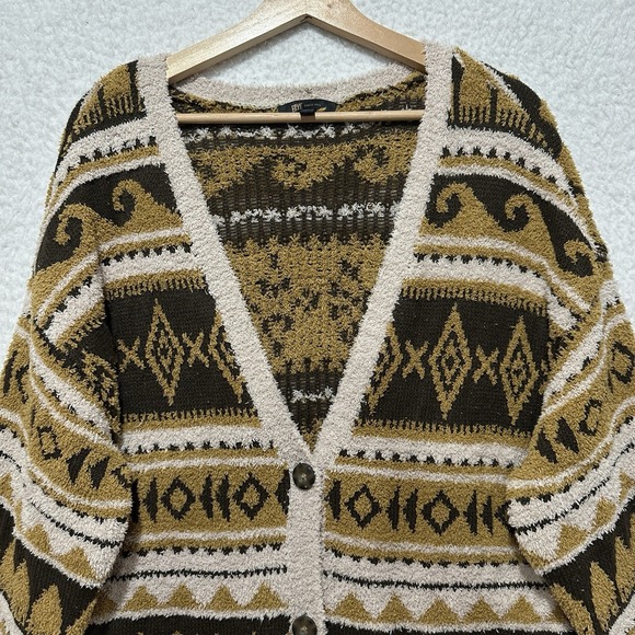 Frye Nordic Brown/Cream Button Front Sweater‎ Women's Size Large - Picture 4 of 12